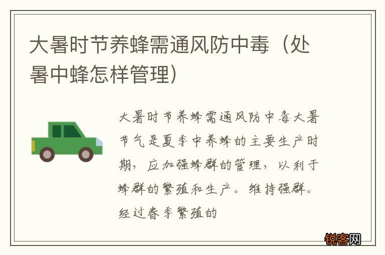 处暑中蜂怎样管理 大暑时节养蜂需通风防中毒