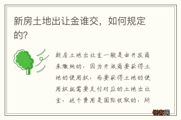 新房土地出让金谁交，如何规定的？