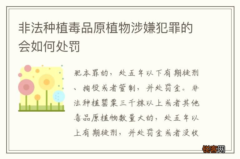 非法种植毒品原植物涉嫌犯罪的会如何处罚