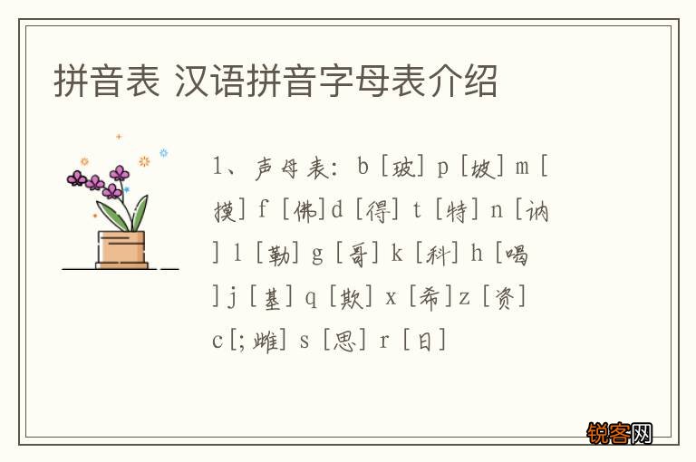 拼音表 汉语拼音字母表介绍