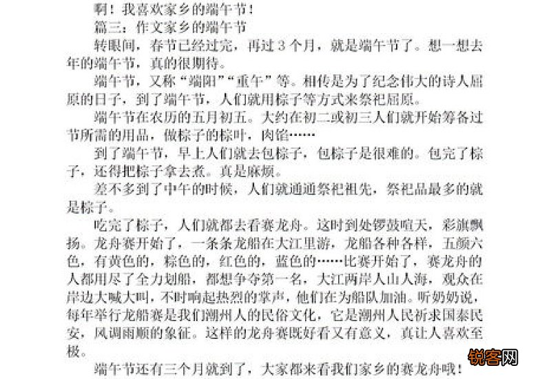 我家乡的端午节作文600字精选3篇