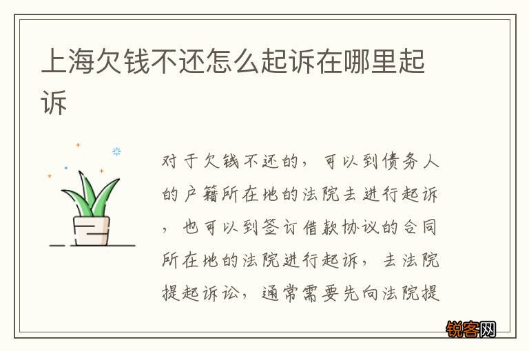 上海欠钱不还怎么起诉在哪里起诉
