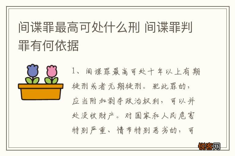 间谍罪最高可处什么刑 间谍罪判罪有何依据