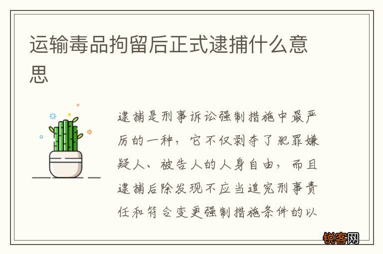 运输毒品拘留后正式逮捕什么意思