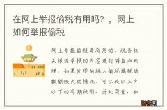在网上举报偷税有用吗？，网上如何举报偷税