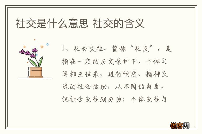社交是什么意思 社交的含义
