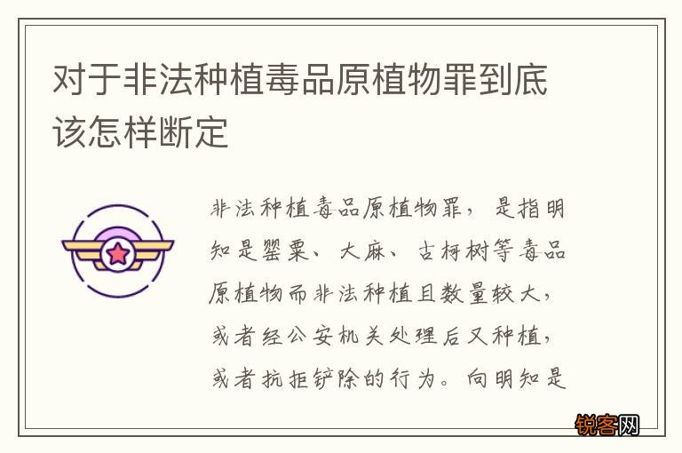 对于非法种植毒品原植物罪到底该怎样断定
