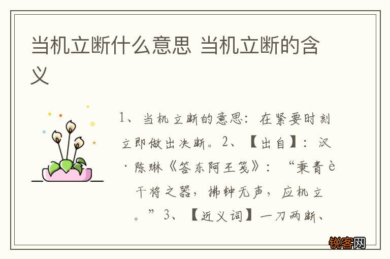 当机立断什么意思 当机立断的含义