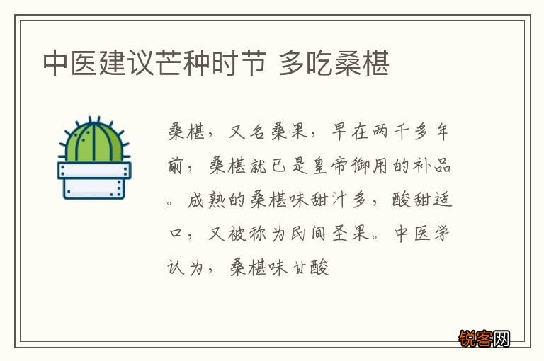 中医建议芒种时节 多吃桑椹