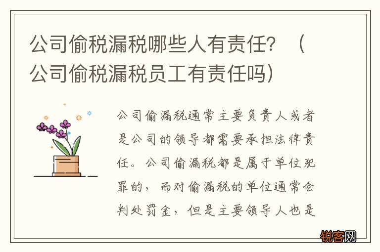 公司偷税漏税员工有责任吗 公司偷税漏税哪些人有责任？