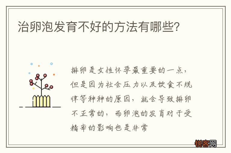 治卵泡发育不好的方法有哪些？