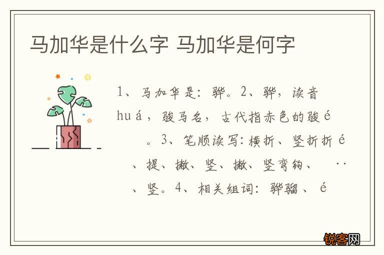 马加华是什么字 马加华是何字