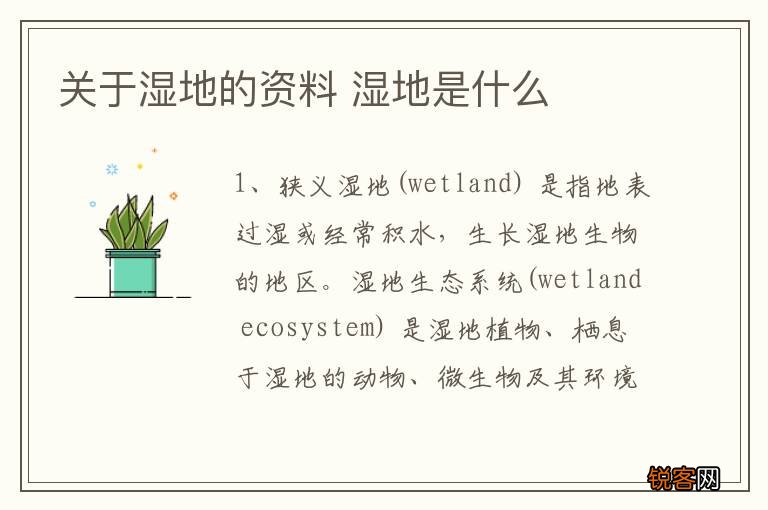关于湿地的资料 湿地是什么
