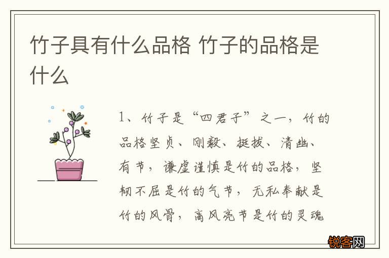 竹子具有什么品格 竹子的品格是什么