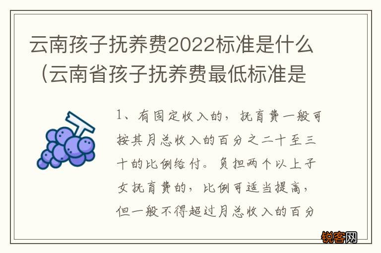 云南省孩子抚养费最低标准是多少 云南孩子抚养费2022标准是什么