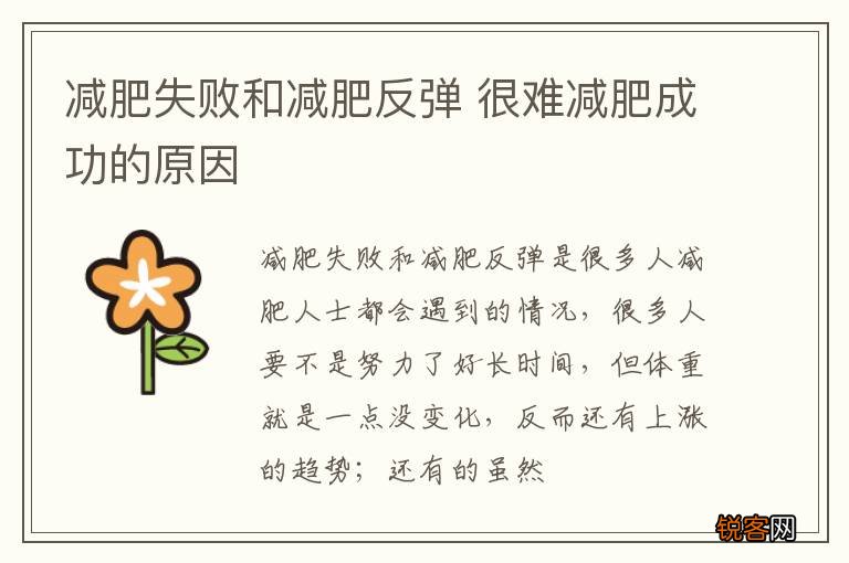 减肥失败和减肥反弹 很难减肥成功的原因