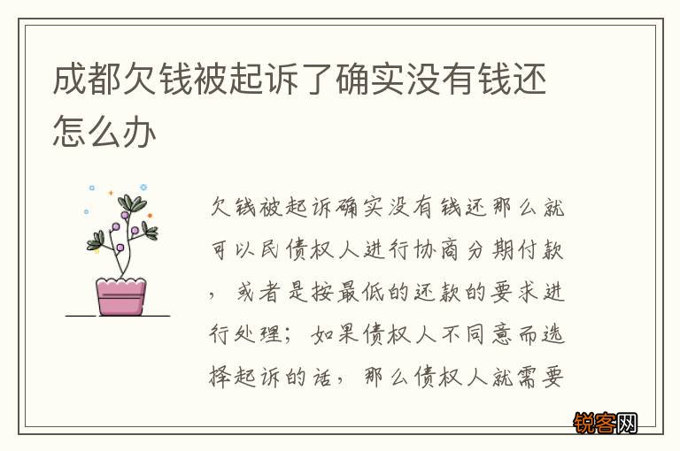 成都欠钱被起诉了确实没有钱还怎么办