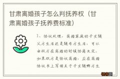 甘肃离婚孩子抚养费标准 甘肃离婚孩子怎么判抚养权