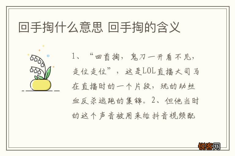 回手掏什么意思 回手掏的含义