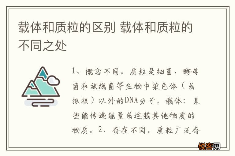 载体和质粒的区别 载体和质粒的不同之处