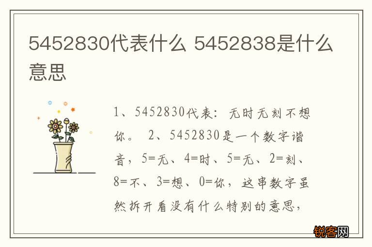5452830代表什么 5452838是什么意思