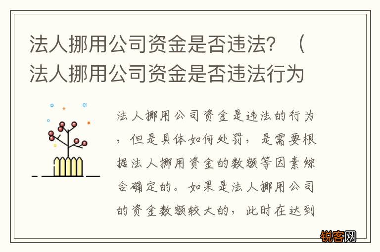法人挪用公司资金是否违法行为 法人挪用公司资金是否违法？