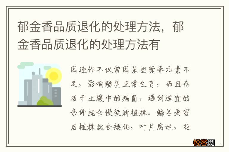 郁金香品质退化的处理方法，郁金香品质退化的处理方法有