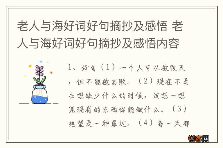 老人与海好词好句摘抄及感悟 老人与海好词好句摘抄及感悟内容