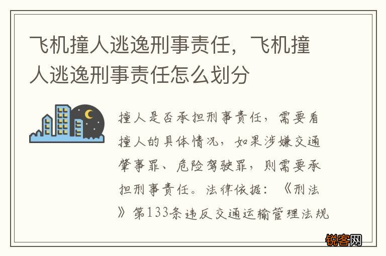 飞机撞人逃逸刑事责任，飞机撞人逃逸刑事责任怎么划分