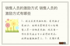 销售人员的激励方式 销售人员的激励方式有哪些