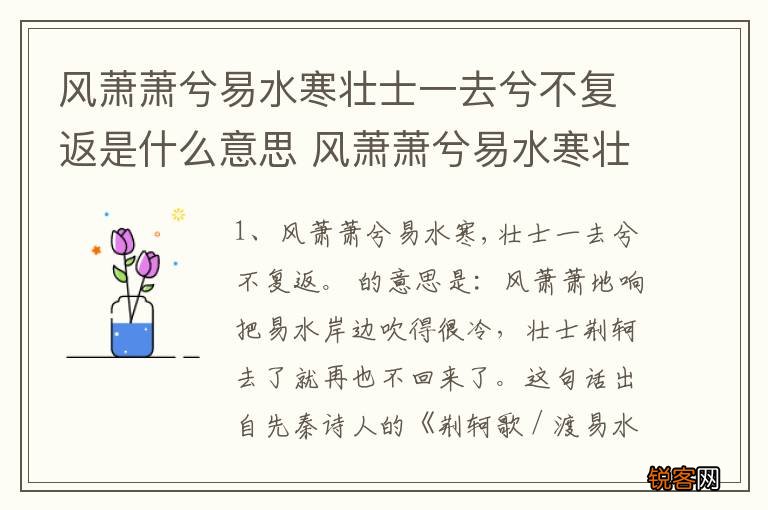 风萧萧兮易水寒壮士一去兮不复返是什么意思 风萧萧兮易水寒壮士一去兮不复返的解释