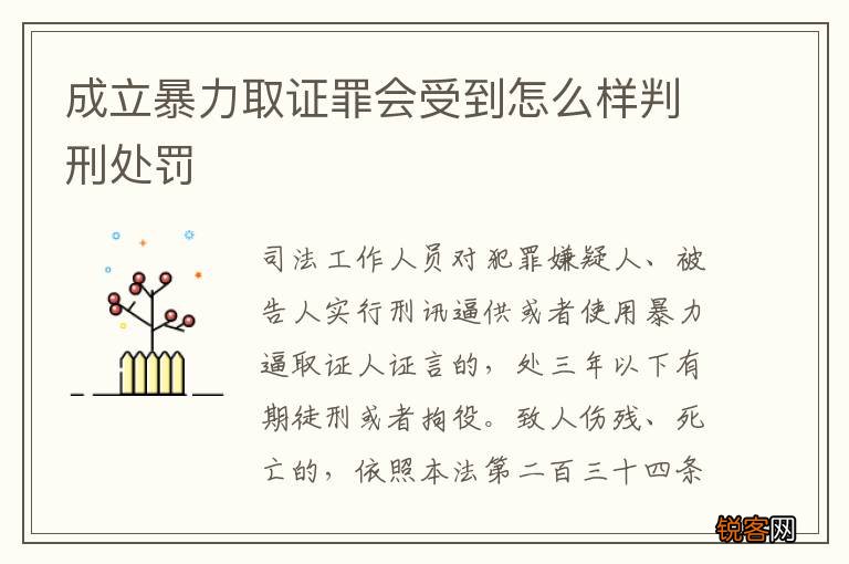 成立暴力取证罪会受到怎么样判刑处罚