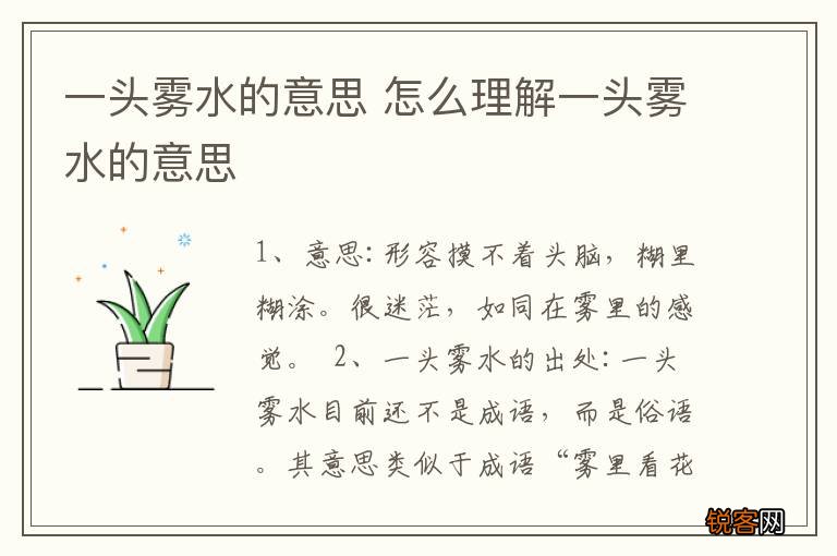 一头雾水的意思 怎么理解一头雾水的意思