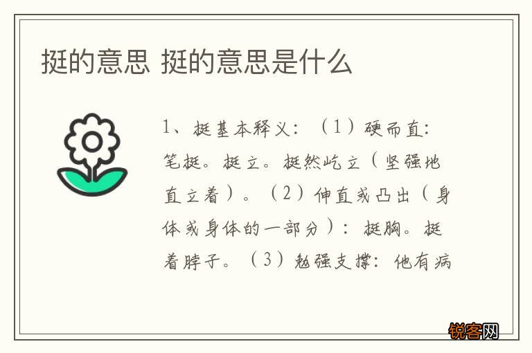 挺的意思 挺的意思是什么