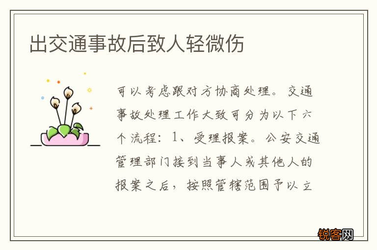 出交通事故后致人轻微伤