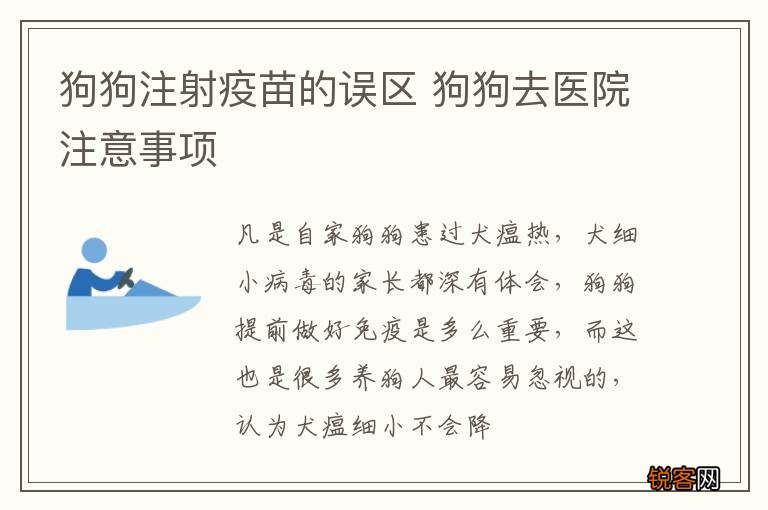狗狗注射疫苗的误区 狗狗去医院注意事项