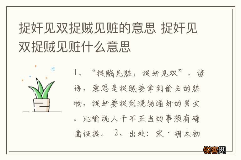 捉奸见双捉贼见赃的意思 捉奸见双捉贼见赃什么意思