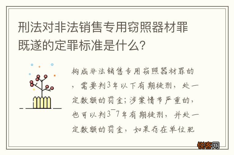 刑法对非法销售专用窃照器材罪既遂的定罪标准是什么？