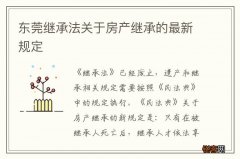 东莞继承法关于房产继承的最新规定