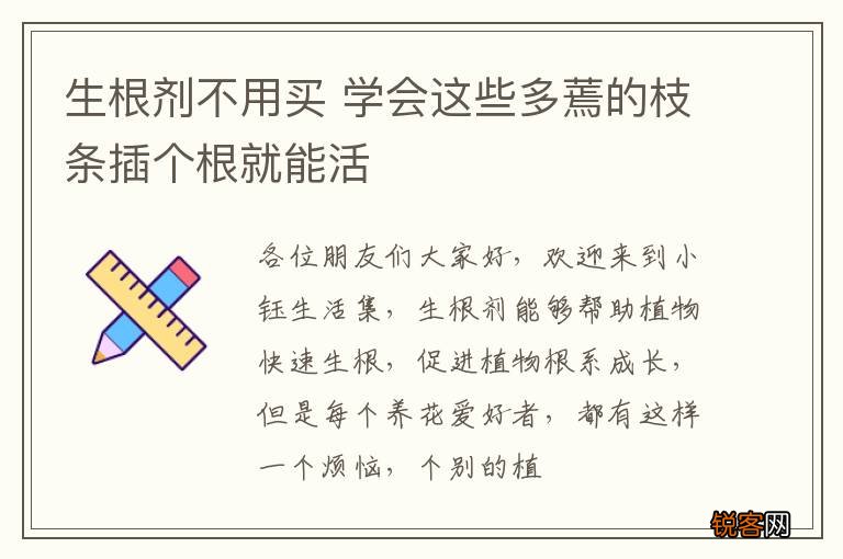生根剂不用买 学会这些多蔫的枝条插个根就能活