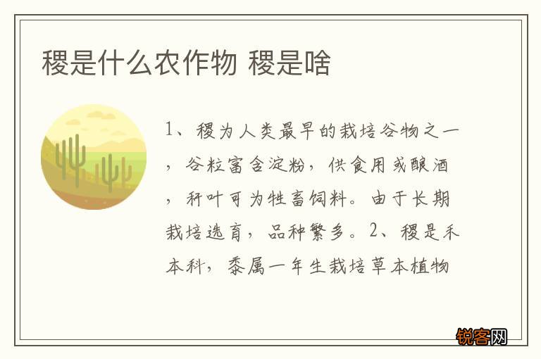 稷是什么农作物 稷是啥
