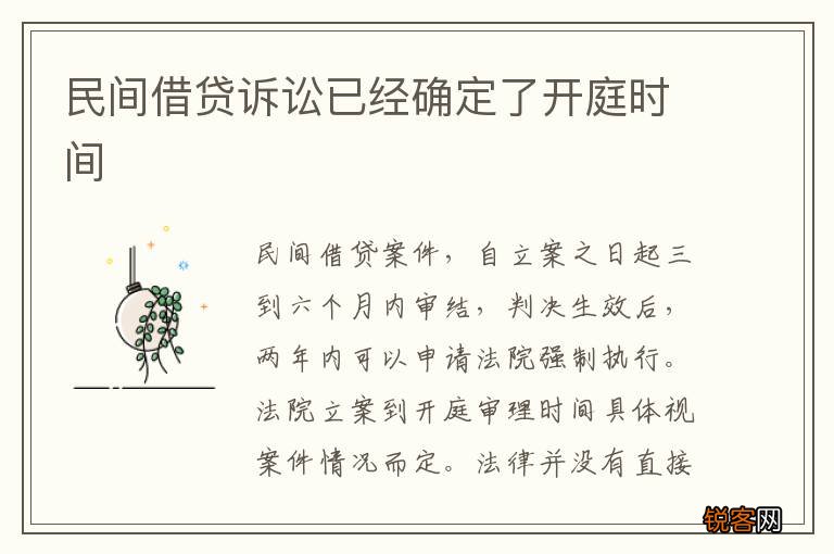 民间借贷诉讼已经确定了开庭时间