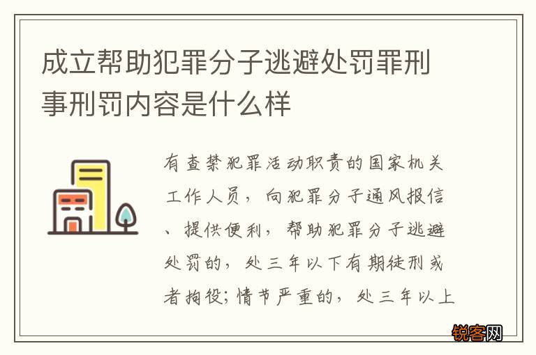 成立帮助犯罪分子逃避处罚罪刑事刑罚内容是什么样