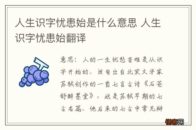人生识字忧患始是什么意思 人生识字忧患始翻译