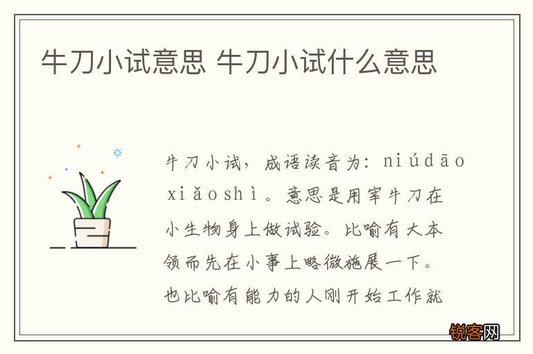 牛刀小试意思 牛刀小试什么意思