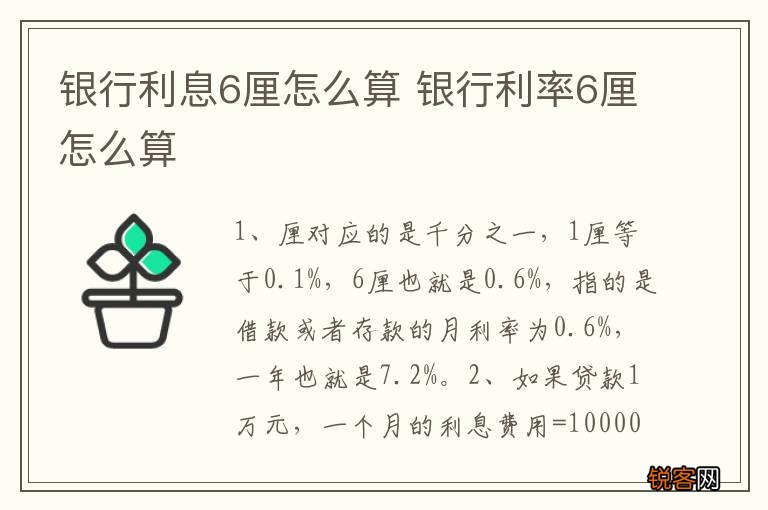 银行利息6厘怎么算 银行利率6厘怎么算