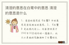 清澄的意思在白鹭中的意思 清澄的意思是什么
