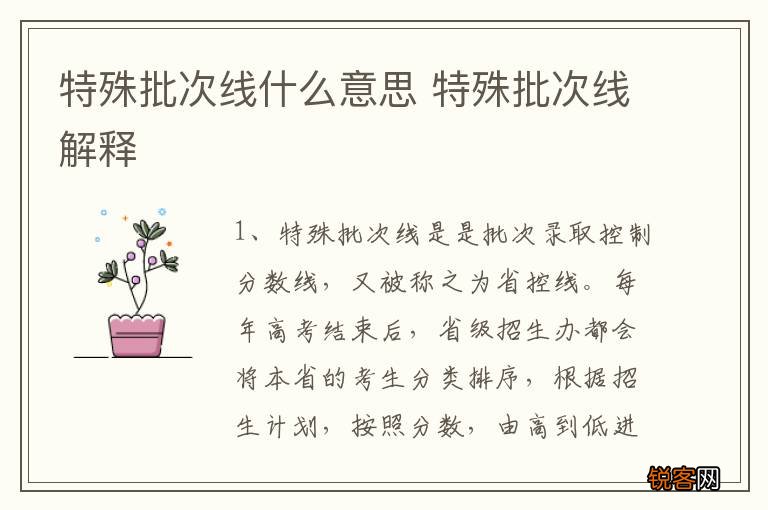 特殊批次线什么意思 特殊批次线解释