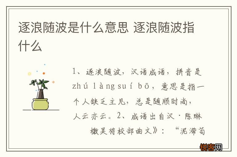 逐浪随波是什么意思 逐浪随波指什么