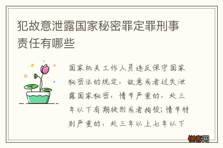 犯故意泄露国家秘密罪定罪刑事责任有哪些